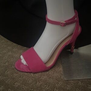 Coach Fuchsia Suede Open-Toe Ankle-Strap Heels